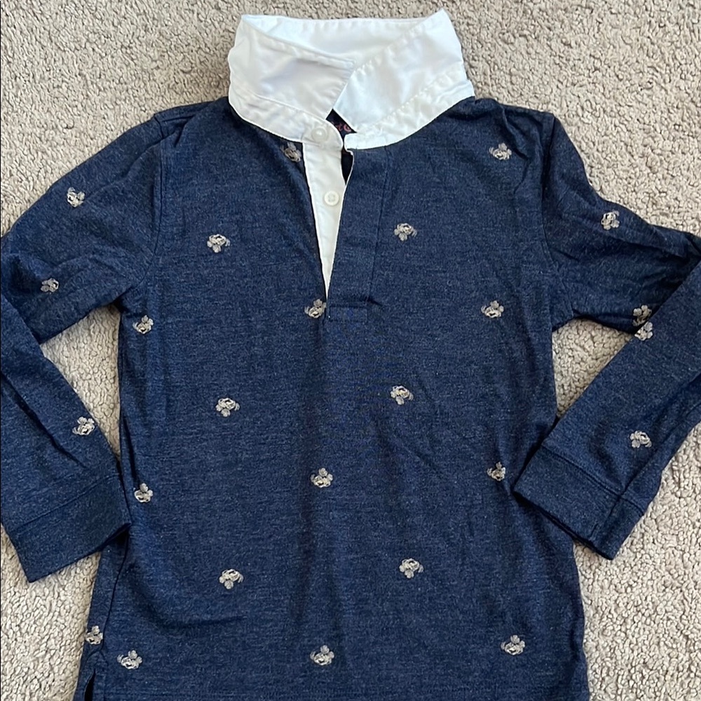 Cat & Jack monster truck 5T Navy Blue Kids Shirt with White Collar